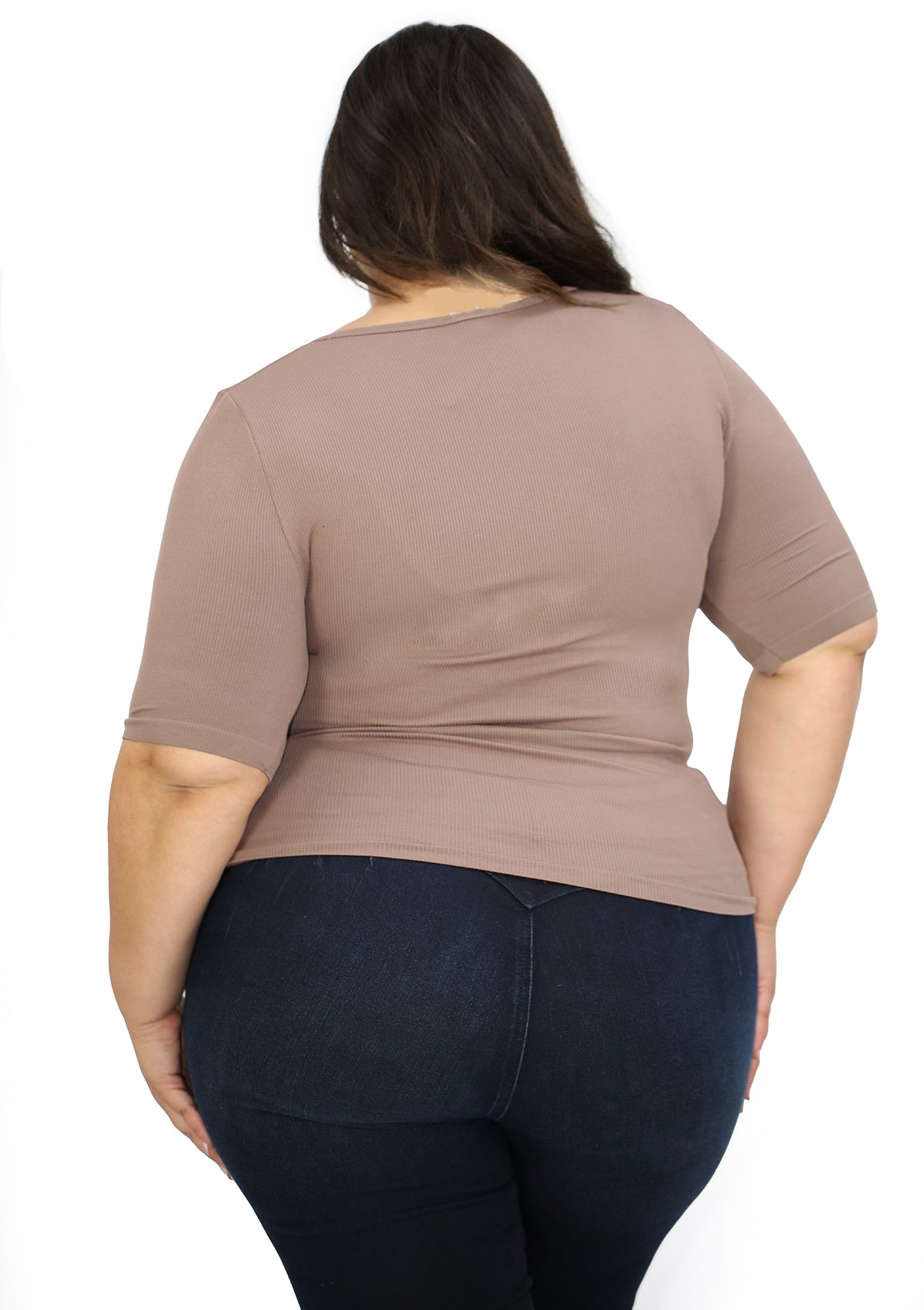BL-T-2605 Mocha Blusa de Mujer Plus Size