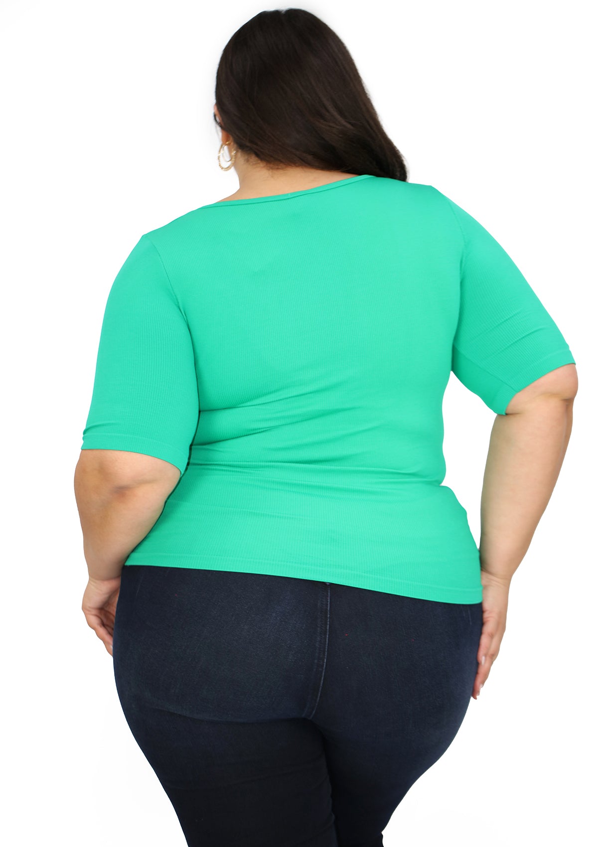 BL-T-2605 Kely Green Blusa de Mujer Plus Size