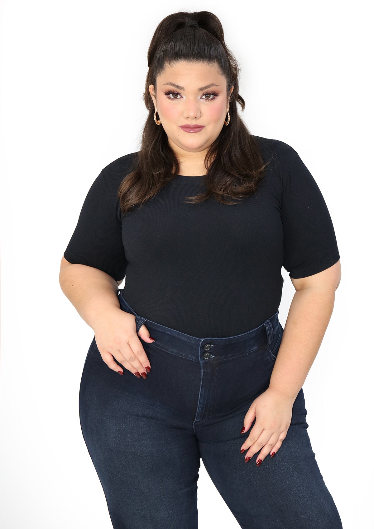 BL-T-2609 Black Blusa de Mujer Plus