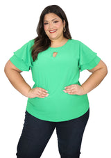 BL-T-4294 Green Blusa de Mujer Plus