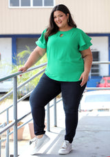 BL-T-4294 Green Blusa de Mujer Plus