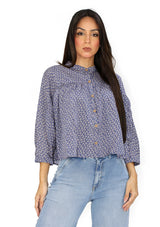 CH-MT-4150 Blue Flowers Blusa de Mujer