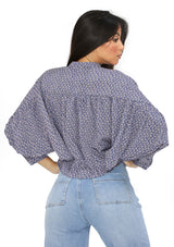 CH-MT-4150 Blue Flowers Blusa de Mujer