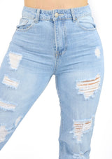 CH-YP-4669 Light Ripped Prewash Denim Woman