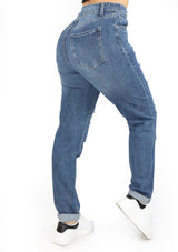 CH-YP-4669 Dark Ripped Prewash Denim Woman