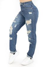 CH-YP-4669 Dark Ripped Prewash Denim Woman
