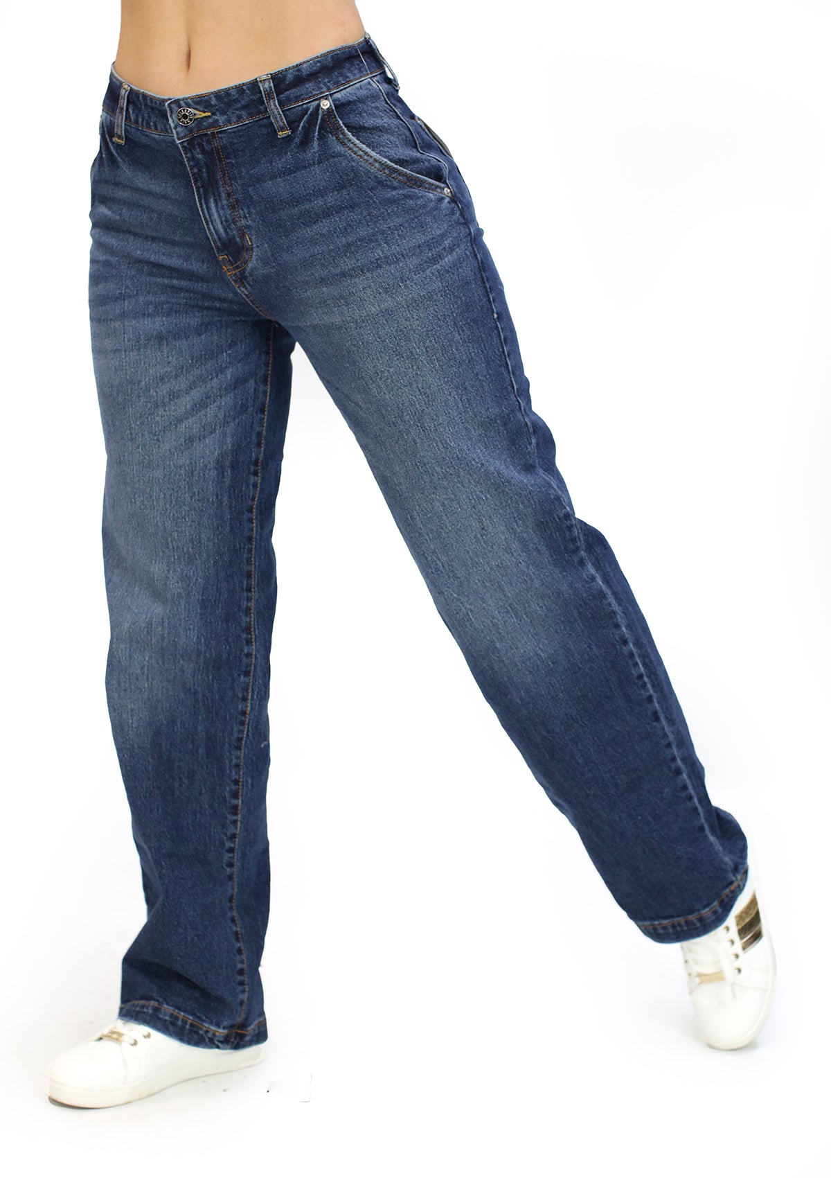 CJ-26484-HF38 Medium Denim Relaxed Trouser de Mujer