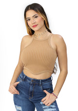 DY-1257 Camel Top de Mujer