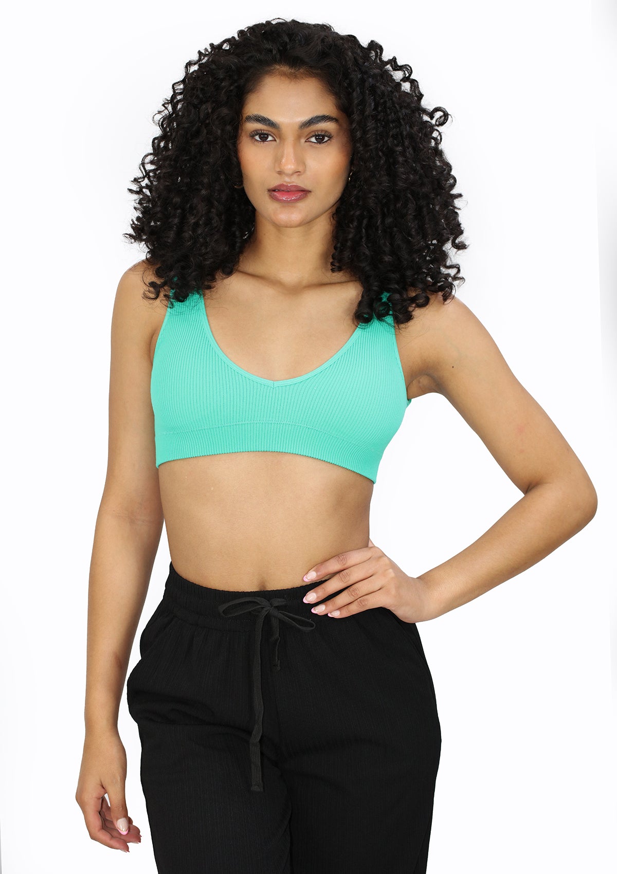 DY-373 Green Cami Bra Top (Sport Bra) de Mujer