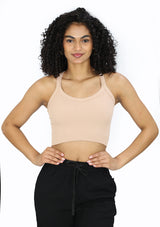 DY-376 Beige Cami Bra Top (Sport Bra) de Mujer