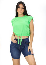 DZ-23-E153 Green Crop Top de Mujer