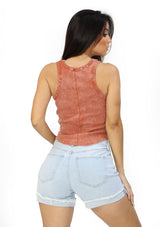 DZ-24-A649D Baked Clay Blusa de Mujer