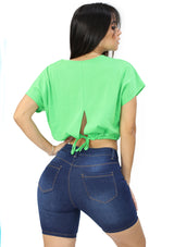 DZ-24-A901 Green Crop Top de Mujer
