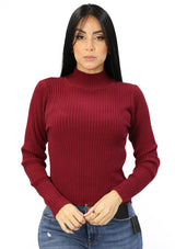 EV-B-4344 Burgundy Turtle Neck Blusa de Mujer