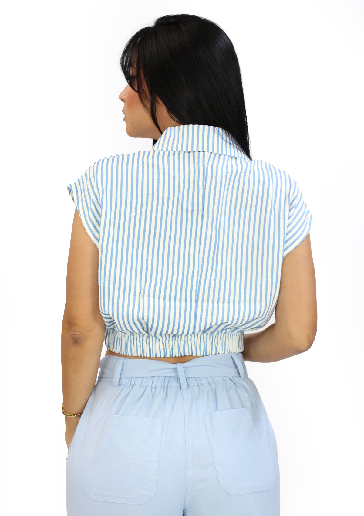 HF-26C-312 Blue/White Blusa de Mujer