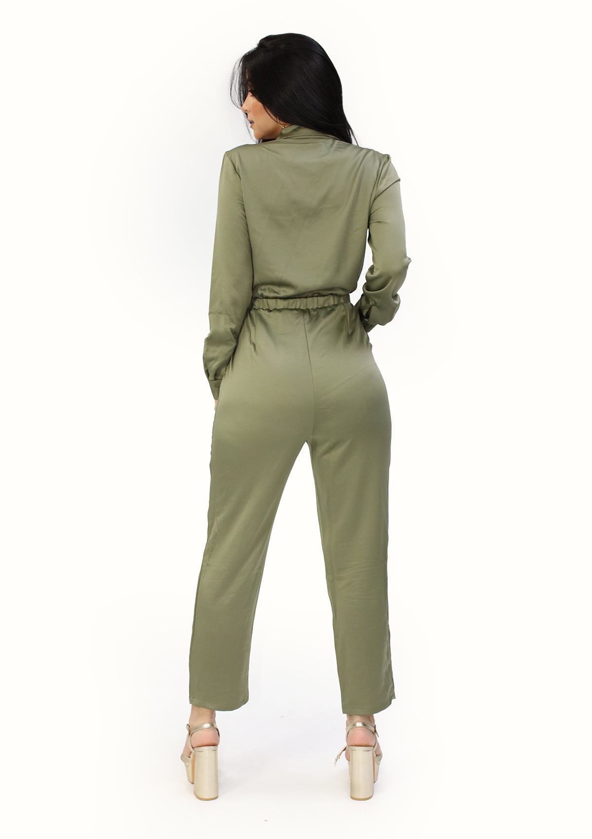HM-P-40588 Olive Jumpsuit Mujer