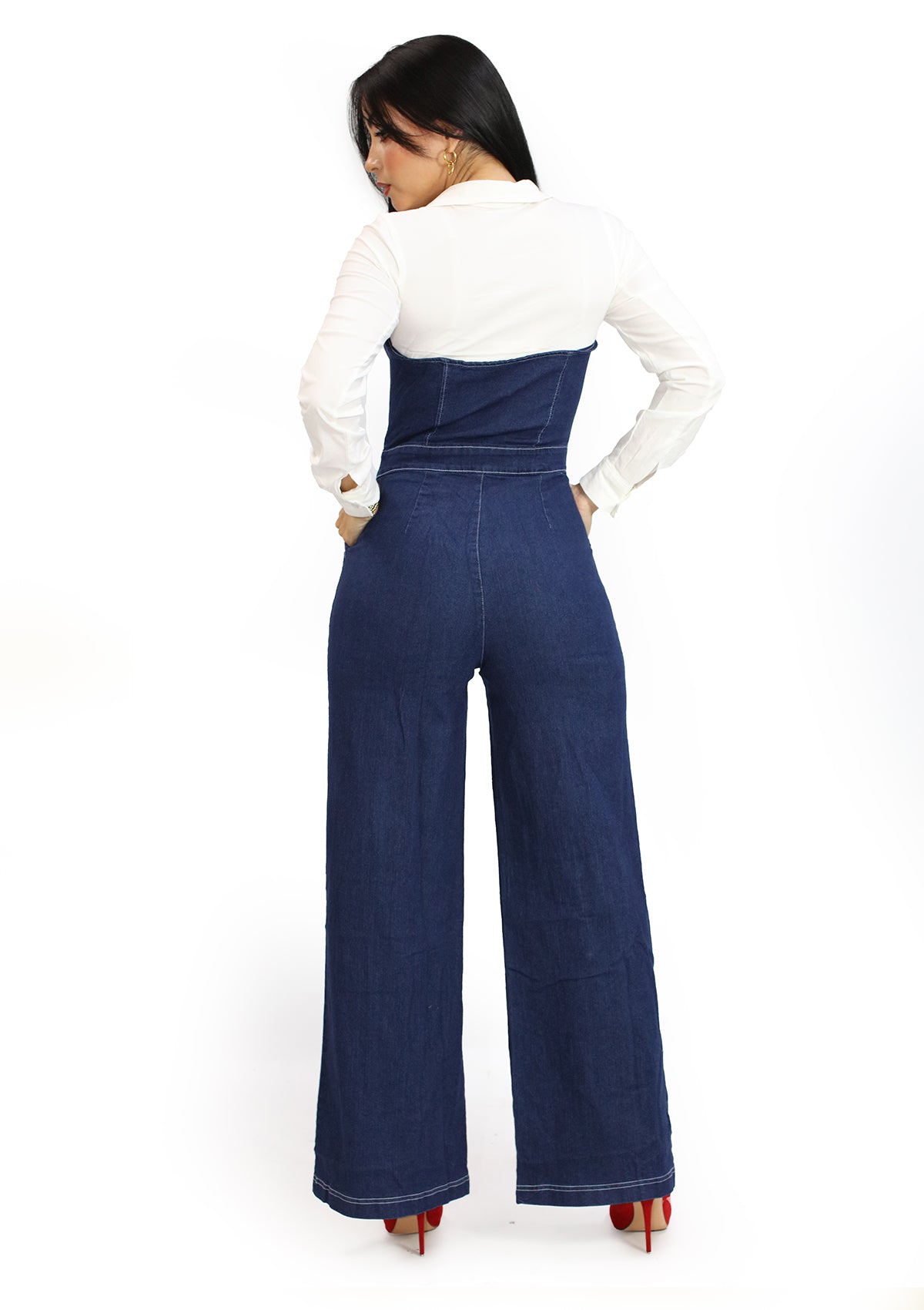 HM-P-41076 Dark Denim Jumpsuit Mujer