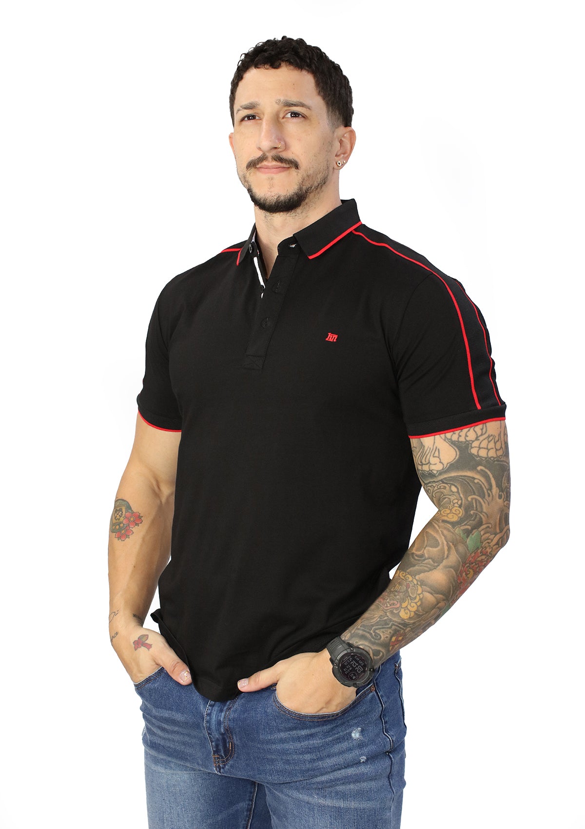 HN-04485 Black Mens Polo by HN
