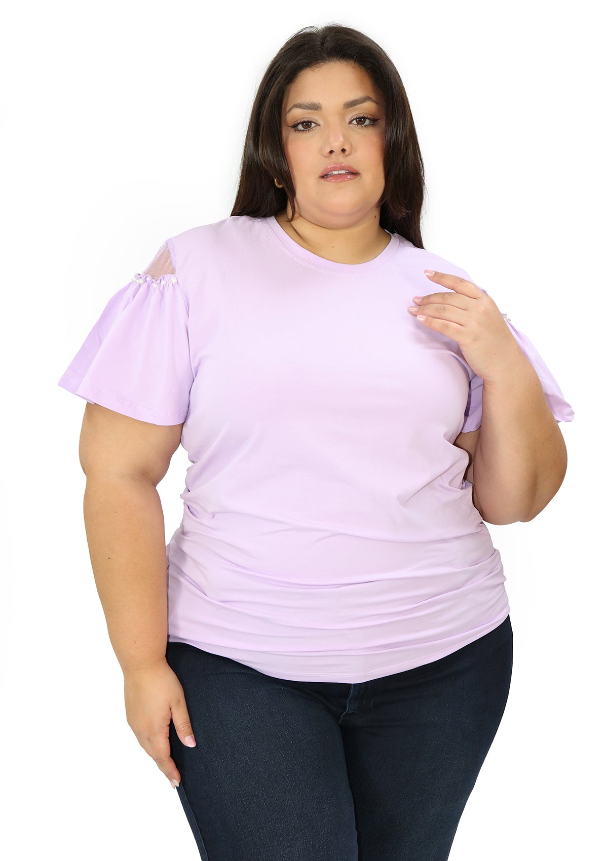 IN-XP236-PL Lilac Blusa de Mujer Plus Size