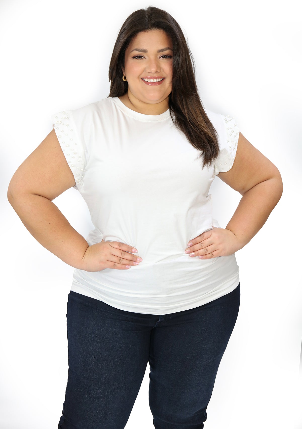 IN-XP203-PL White Blusa de Mujer Plus Size