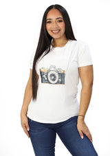 IN-Y300-C White Camera Blusa de Mujer