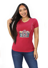 IN-Y300-C Wine Camera Blusa de Mujer