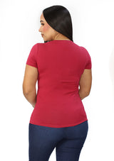 IN-Y300-C Wine Camera Blusa de Mujer