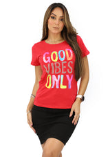 IN-Y300 Red Good Vibes Only Blusa de Mujer