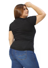 IN-YP301-C Black Camera Blusa Plus de Mujer