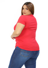 IN-YP301-C Red Camera Blusa Plus de Mujer