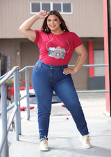 IN-YP301-C Wine Camera Blusa Plus de Mujer