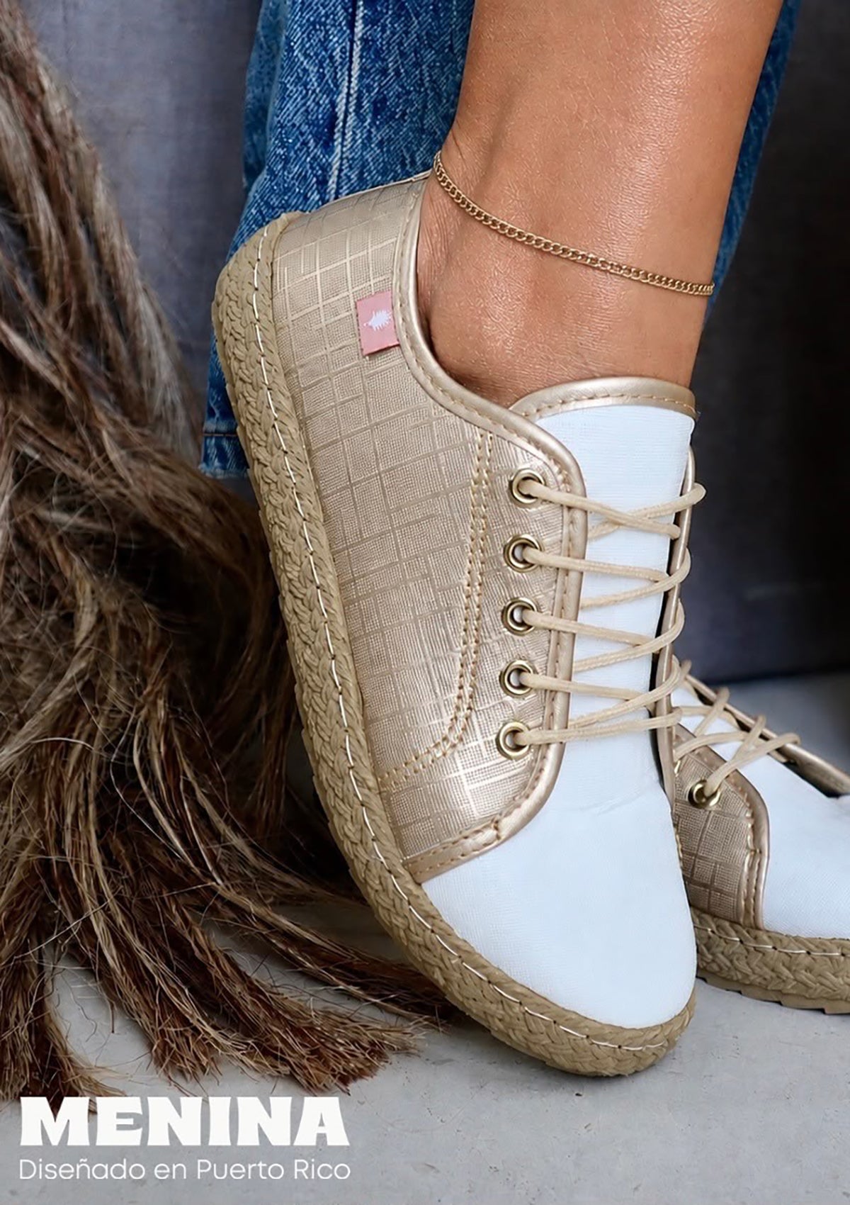 JC-CHELSIE-1 Gold/White Menina Women Shoes