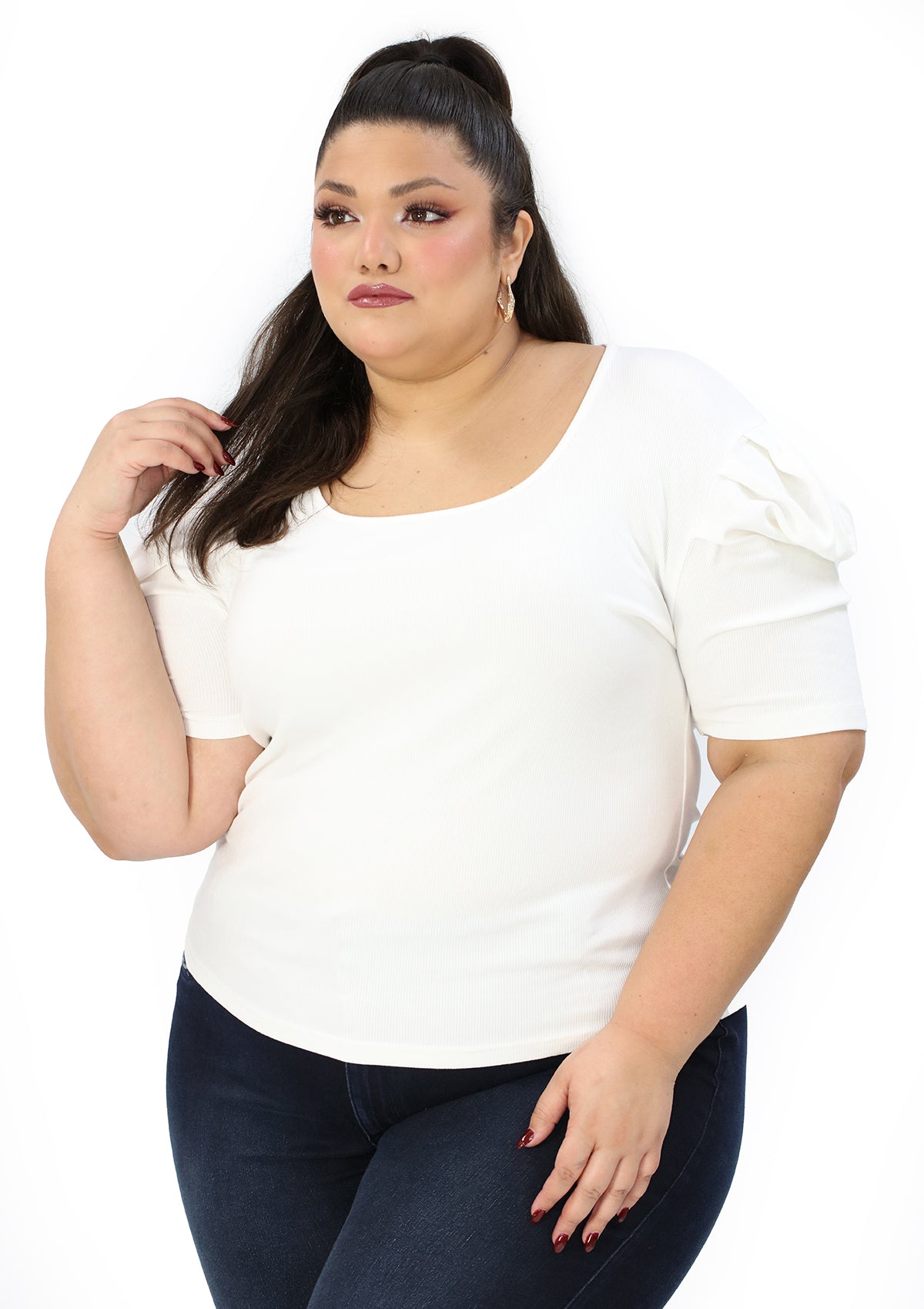 LC-UA-574 White Blusa de Mujer Plus