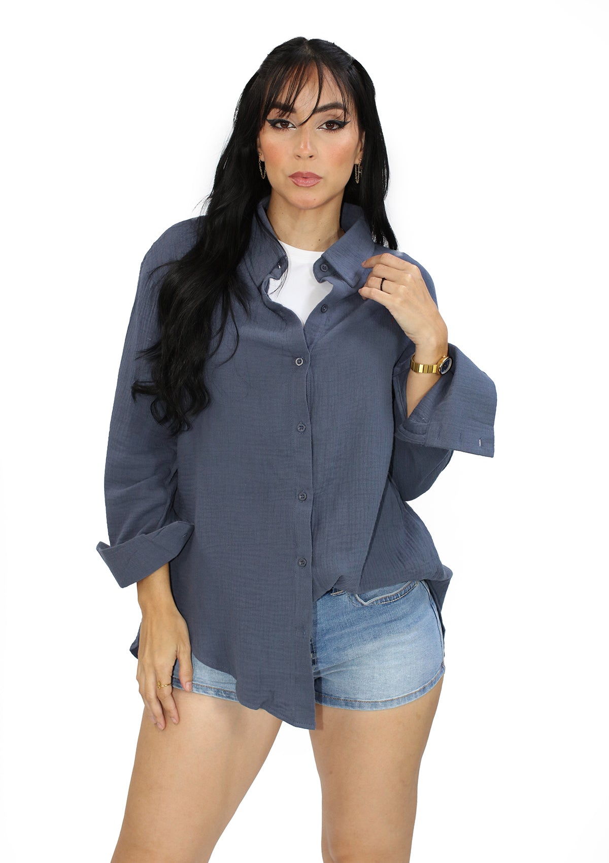 M-6172-ST Navy Blusa de Mujer