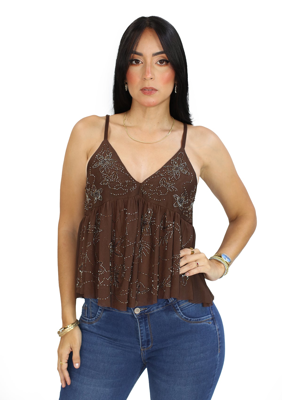 MM-LC-9097 Brown Blusa de Mujer
