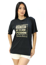 MRP-GLI Black-Gold Glitter Maripily TShirt de Mujer