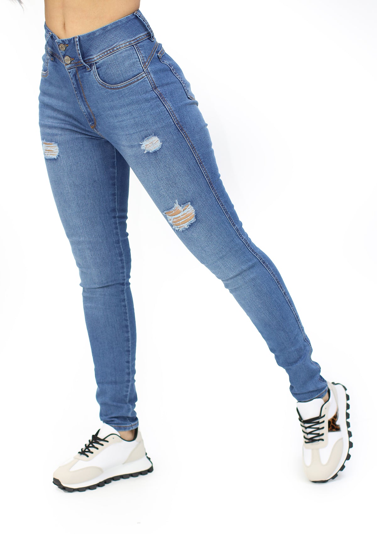 MRP-21424 Medium Denim Skinny Jean by Maripily Rivera
