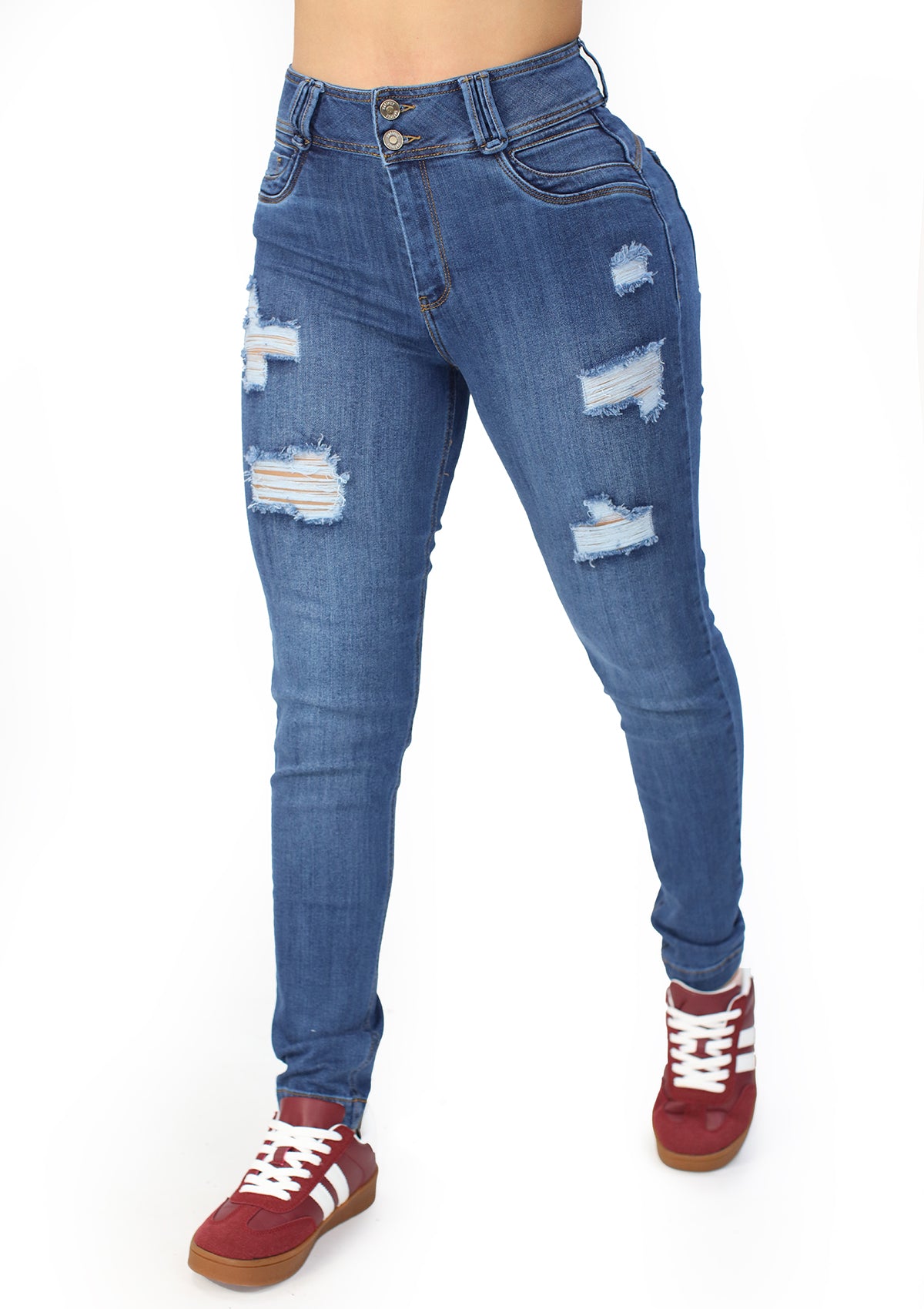 MRP-21439 Medium Denim Skinny Jean by Maripily Rivera