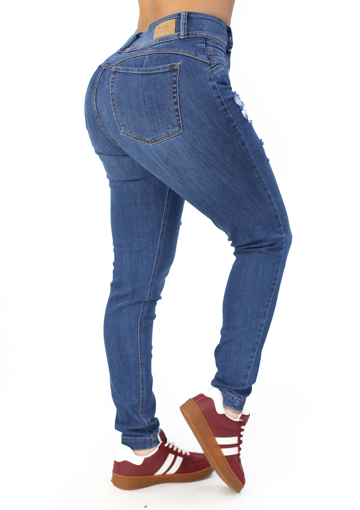 MRP-21439 Medium Denim Skinny Jean by Maripily Rivera