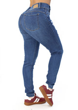 MRP21439 Medium Denim Skinny Jean by Maripily Rivera