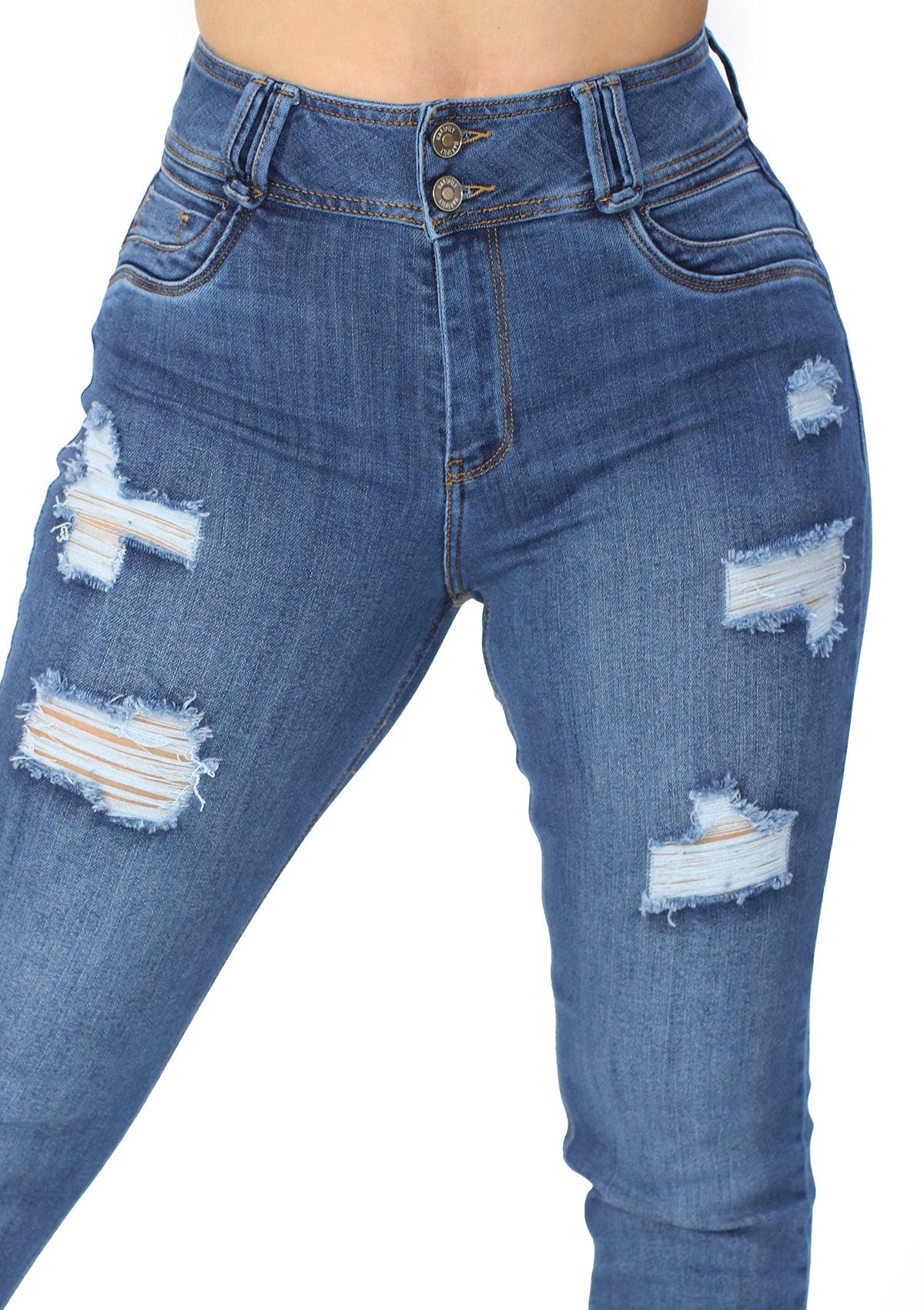 MRP-21439 Medium Denim Skinny Jean by Maripily Rivera