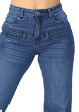 MRP21440 Medium Denim Wide Leg Jean by Maripily Rivera