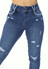 MRP21449 Medium Denim Skinny Jean Long by Maripily Rivera