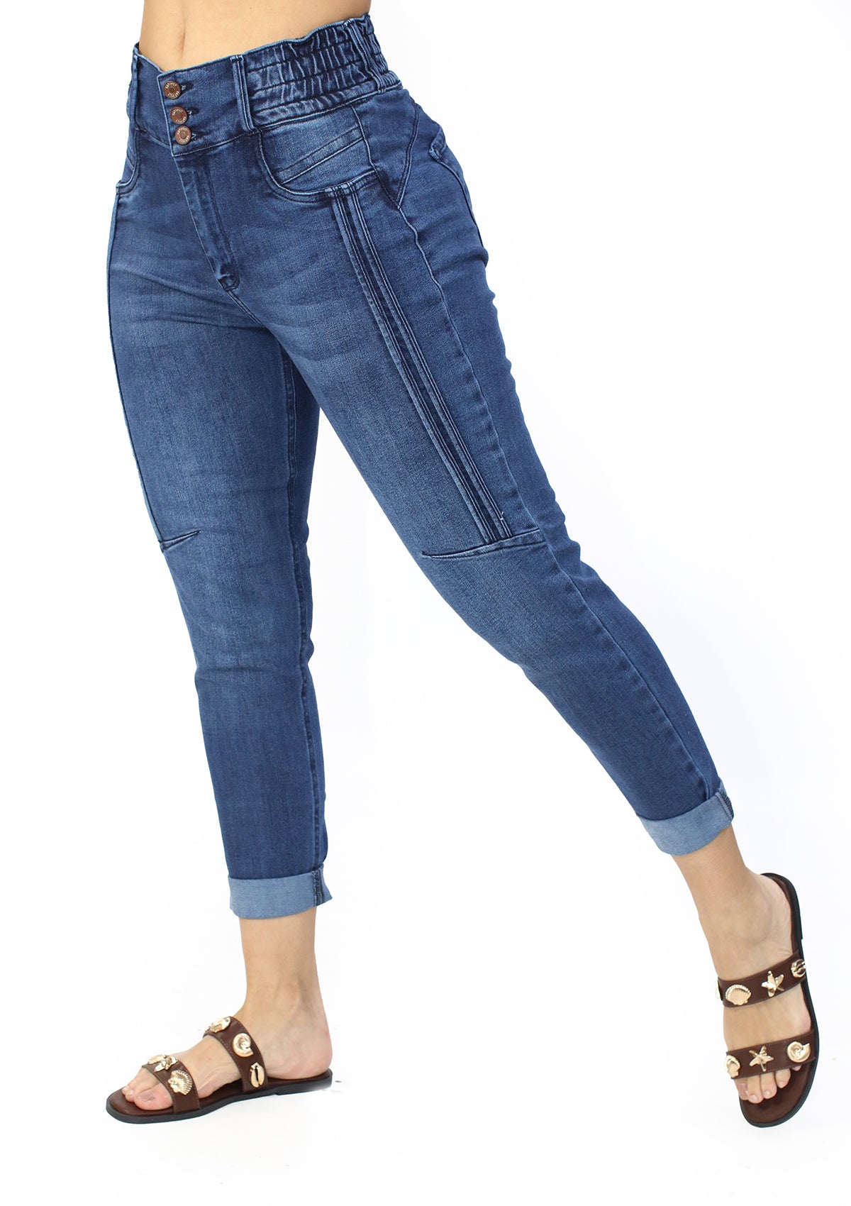 MRP-21450 Medium Denim Tobillero Jean by Maripily Rivera