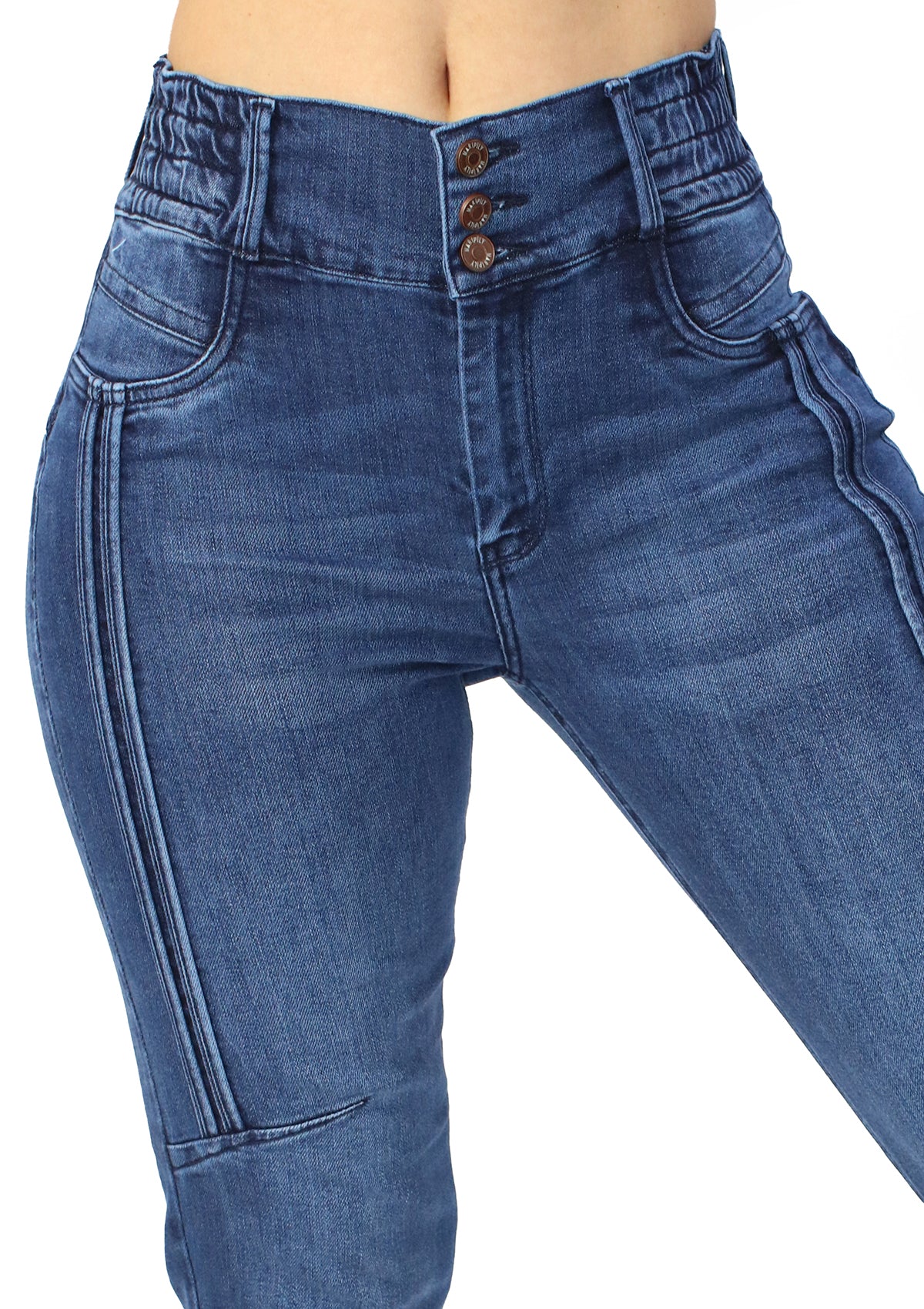 MRP-21450 Medium Denim Tobillero Jean by Maripily Rivera