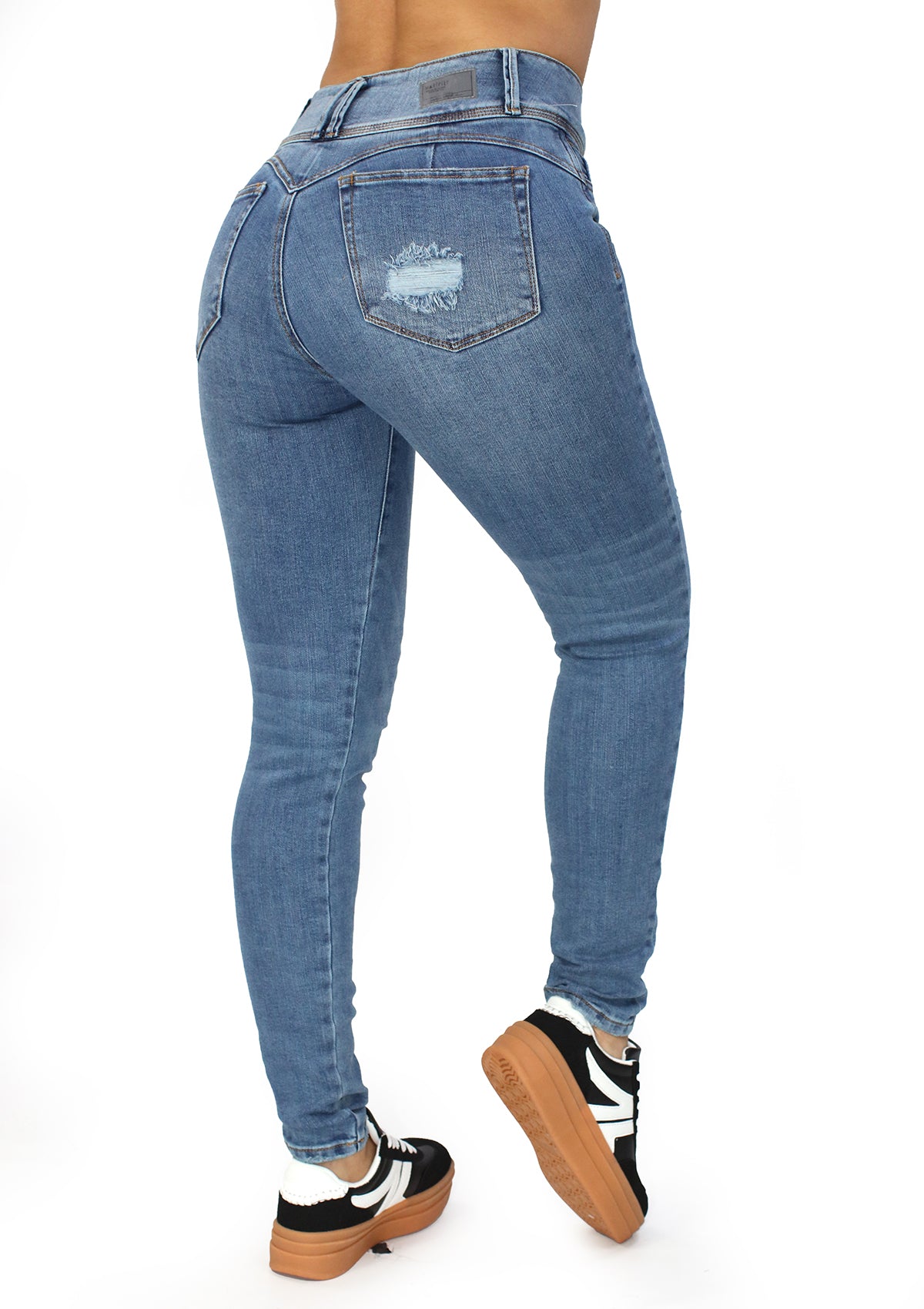 MRP-21451 Medium Denim Skinny Jean by Maripily Rivera