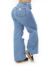 MRP21462 Medium Denim Wide Leg Jean by Maripily Rivera