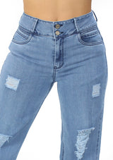 MRP21462 Medium Denim Wide Leg Jean by Maripily Rivera