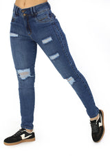 MRP21473 Medium Denim Skinny Jean by Maripily Rivera
