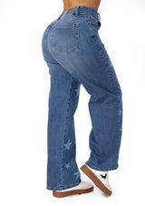 MRP21501 Medium Denim Straight Fit Petite Jean by Maripily Rivera